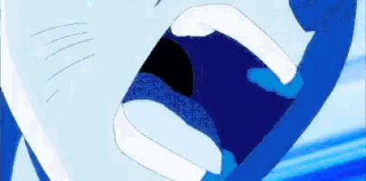a close up of a shark 's mouth with a blue background