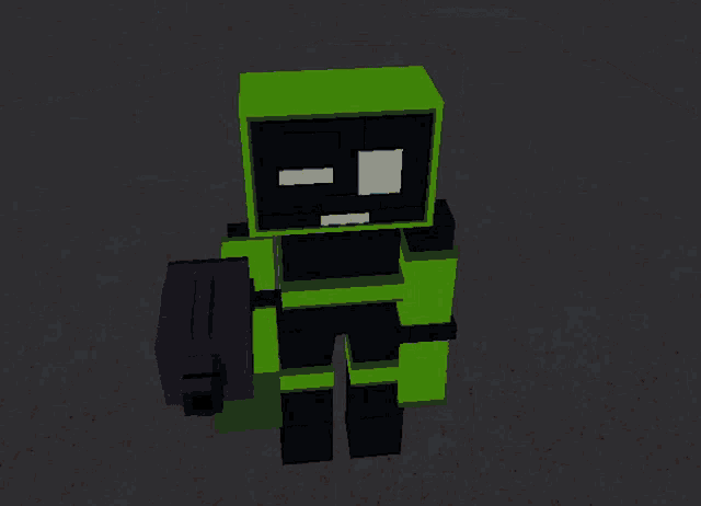 a cartoon character with a green head and a blue head