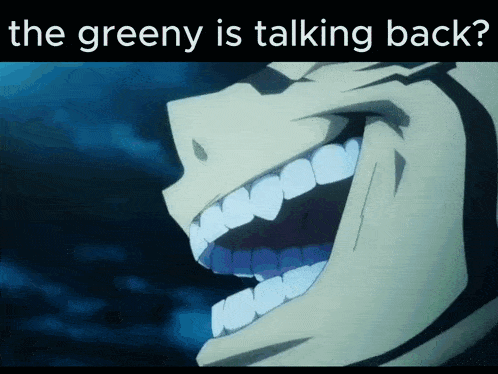 the greeny is talking back written on a screen