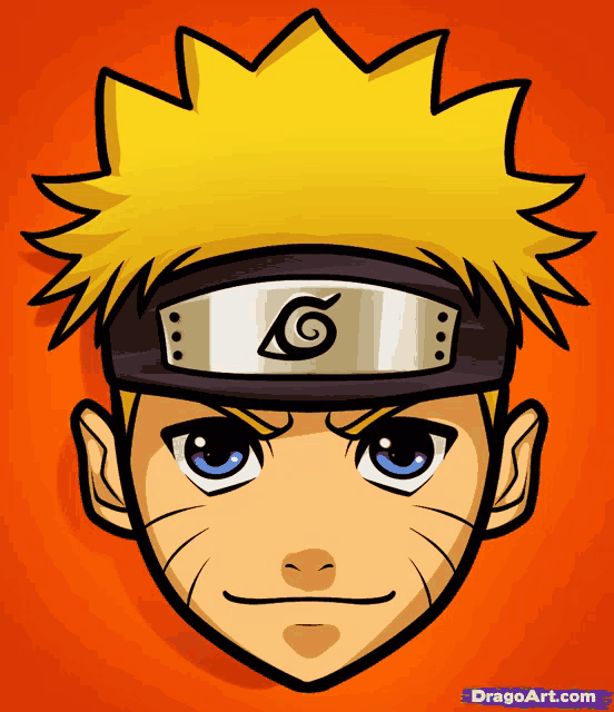 a cartoon drawing of a boy with a headband with a spiral on it
