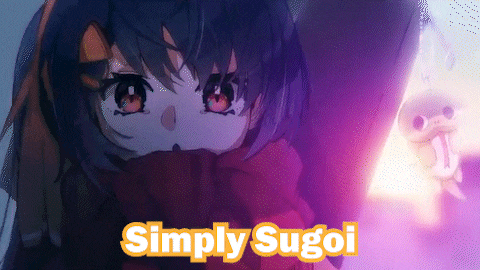 a girl with a scarf around her neck and the words simply sugoi above her