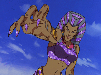 a cartoon drawing of a woman with long nails