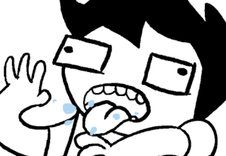 a black and white drawing of a man with glasses and tears coming out of his eyes
