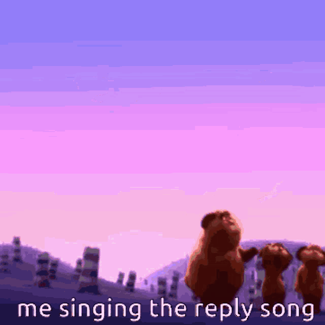 a cartoon of three bears singing a reply song