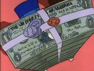 a cartoon drawing of a stack of money that says the united states of america