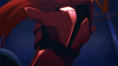 a cartoon drawing of a red knight with a long red hair