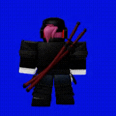 a roblox character is holding a red sword