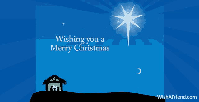 a wishing you a merry christmas card with a star in the sky