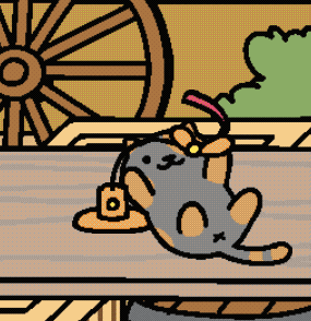 a pixel art drawing of a cat with a hat on