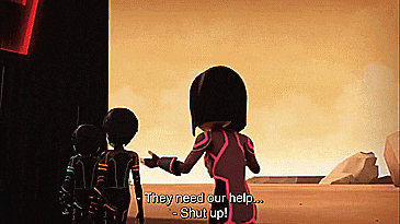 a video game character says " they need our help shut up "