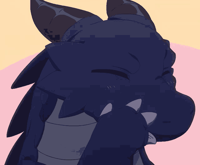 a cartoon drawing of a dragon with horns covering its nose