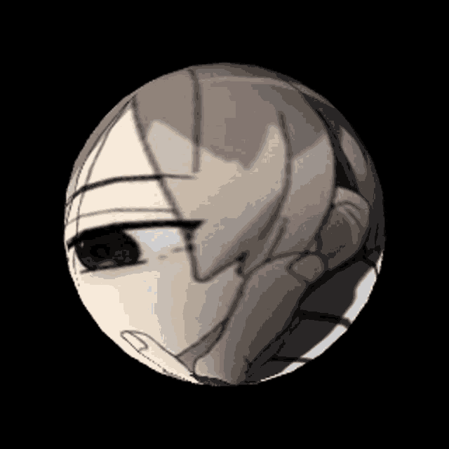 a close up of a cartoon character 's face in a circle