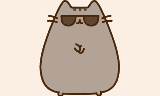 a cartoon cat wearing sunglasses and making a silly face