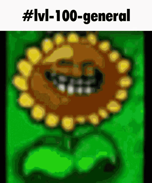 a picture of a sunflower with the words # lvl-100-general written above it
