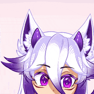 a drawing of a girl with purple eyes and white hair