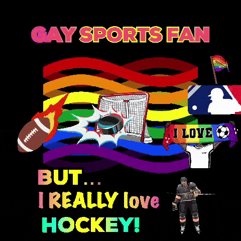 a poster that says ' gay sports fan but ... i really love hockey '