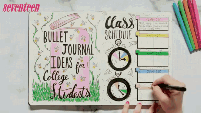a person is writing in a bullet journal with the words " bullet journal ideas for college students "