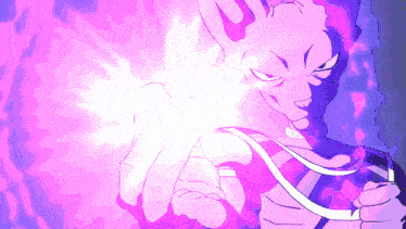 a purple cartoon character is holding a purple object