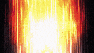 a bright yellow and red light is coming out of a dark background
