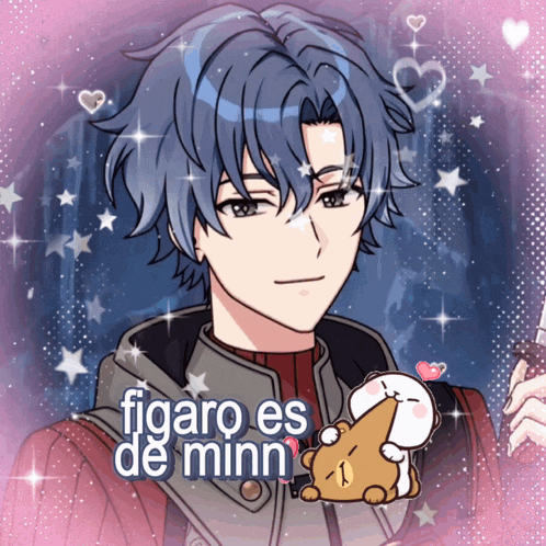 a cartoon of a boy with the words figaro es de minn on the bottom