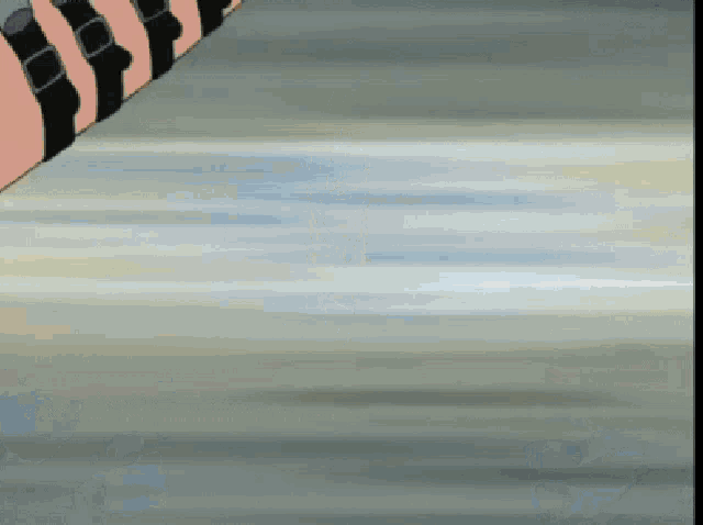 a cartoon of a person standing on a concrete floor