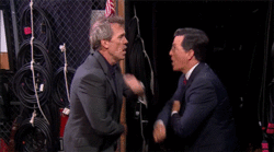 Lol GIF - Happy Punching Colbertreport GIFs