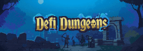 a game called defi dungeons is being advertised in pixel art
