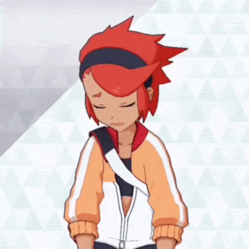 a cartoon character with red hair and a white jacket