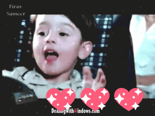 a picture of a child with hearts and the words dealingwith windows.com on the bottom