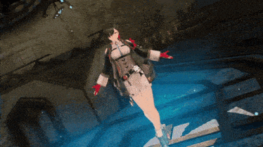 a girl in a video game is standing in a dark room