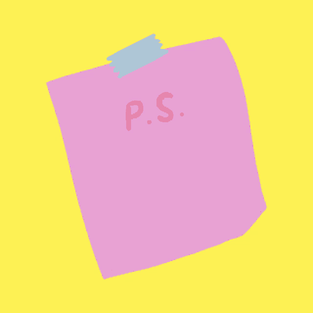 a pink note that says p.s. i love you on it