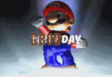 a picture of mario with the words crowd day written on it