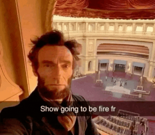 a man with a beard is taking a selfie with a caption that says show going to be fire fr