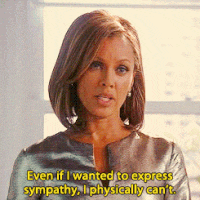 a woman says " even if i wanted to express sympathy , i physically can 't "
