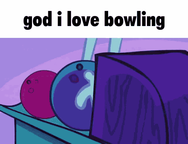 a bowling alley with the words god i love bowling above it