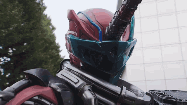 a close up of a person wearing a helmet