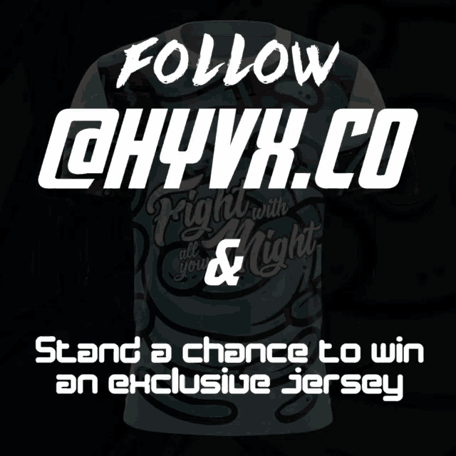a poster that says follow @ ohyvk.co and stand a chance to win an exclusive jersey