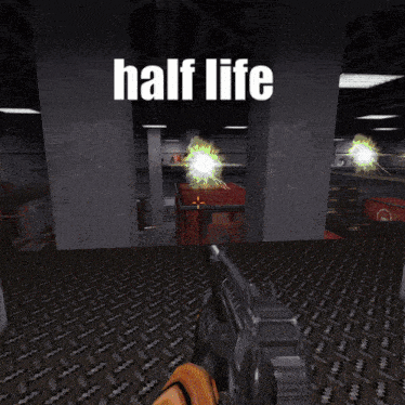 a video game scene with half life written on the bottom