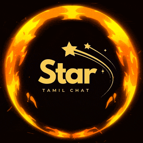 a logo for star tamil chat with a fire circle around it