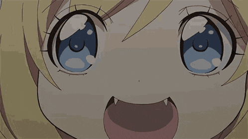 a close up of a cartoon character making a funny face with her mouth open