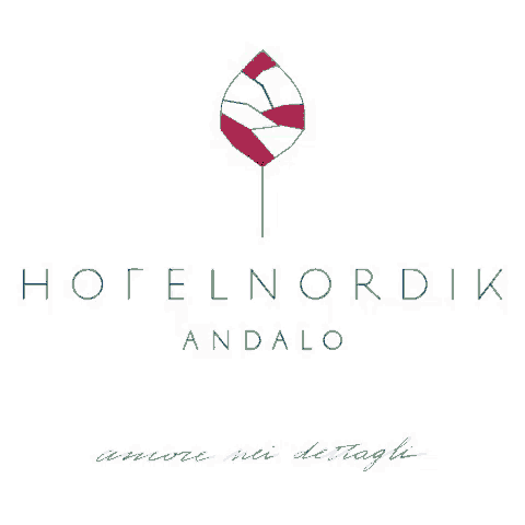 a logo for hotel nordic andalo has a green and white leaf