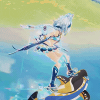 a girl is riding on the back of a dolphin in a video game .