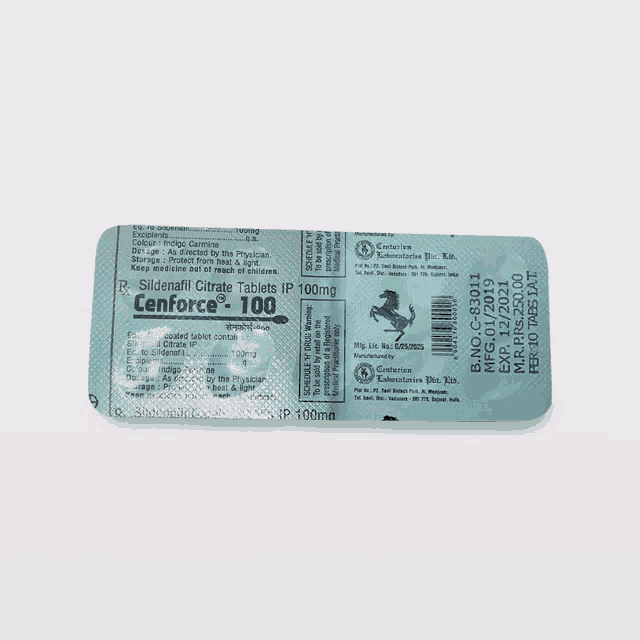 a pack of cenforce 100 tablets with a ferrari logo on the back
