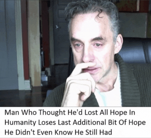 a man sitting in a chair with his hand on his nose and a caption that says man who thought