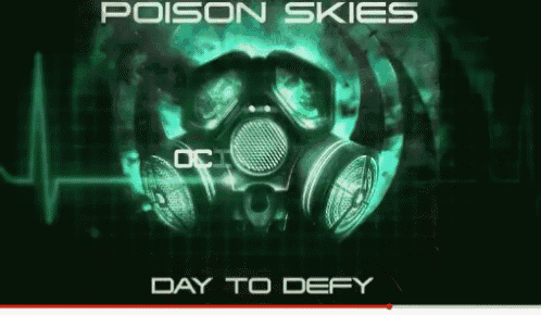 a poster for poison skies shows a gas mask and says day to defy