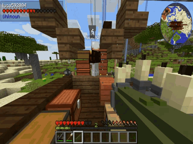 a screenshot of a minecraft game with the name luca on the top left