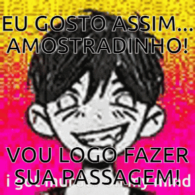 a cartoon of a boy with a smiley face and the words eu gosto assim amostradinho !