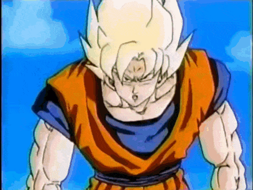 a close up of a cartoon character with yellow hair