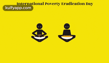a poster for international poverty eradication day with two people sitting on a yellow background