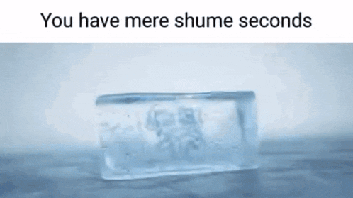 an ice cube is melting on a table with the words you have mere shume seconds below it